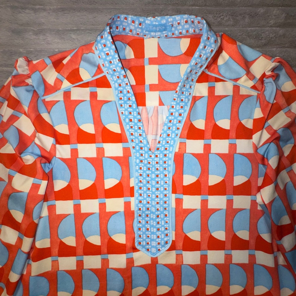 J.McLaughlin Women's Medium Emer‎ Dress Eclipse Orange Blue Shift Catalina Cloth - Picture 9 of 14